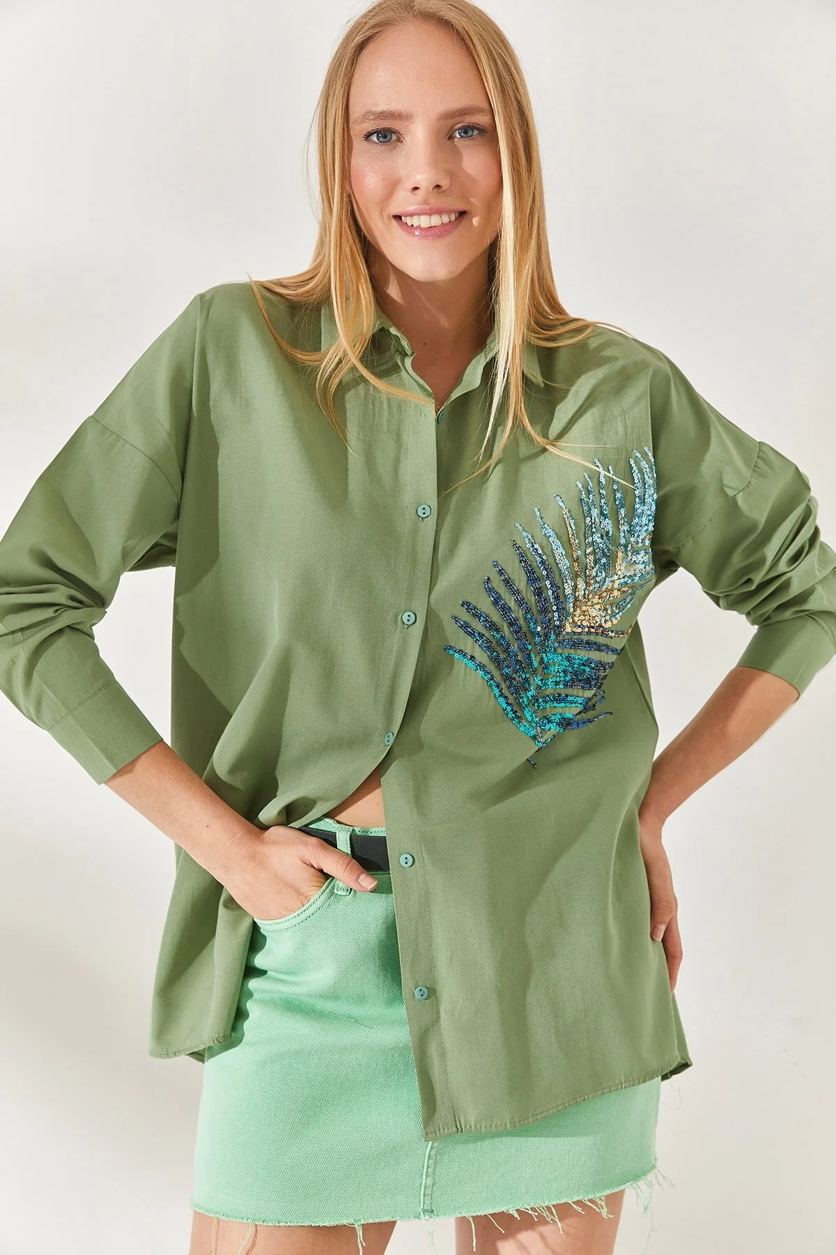 Olalook  Hemd - Grün - Oversized
