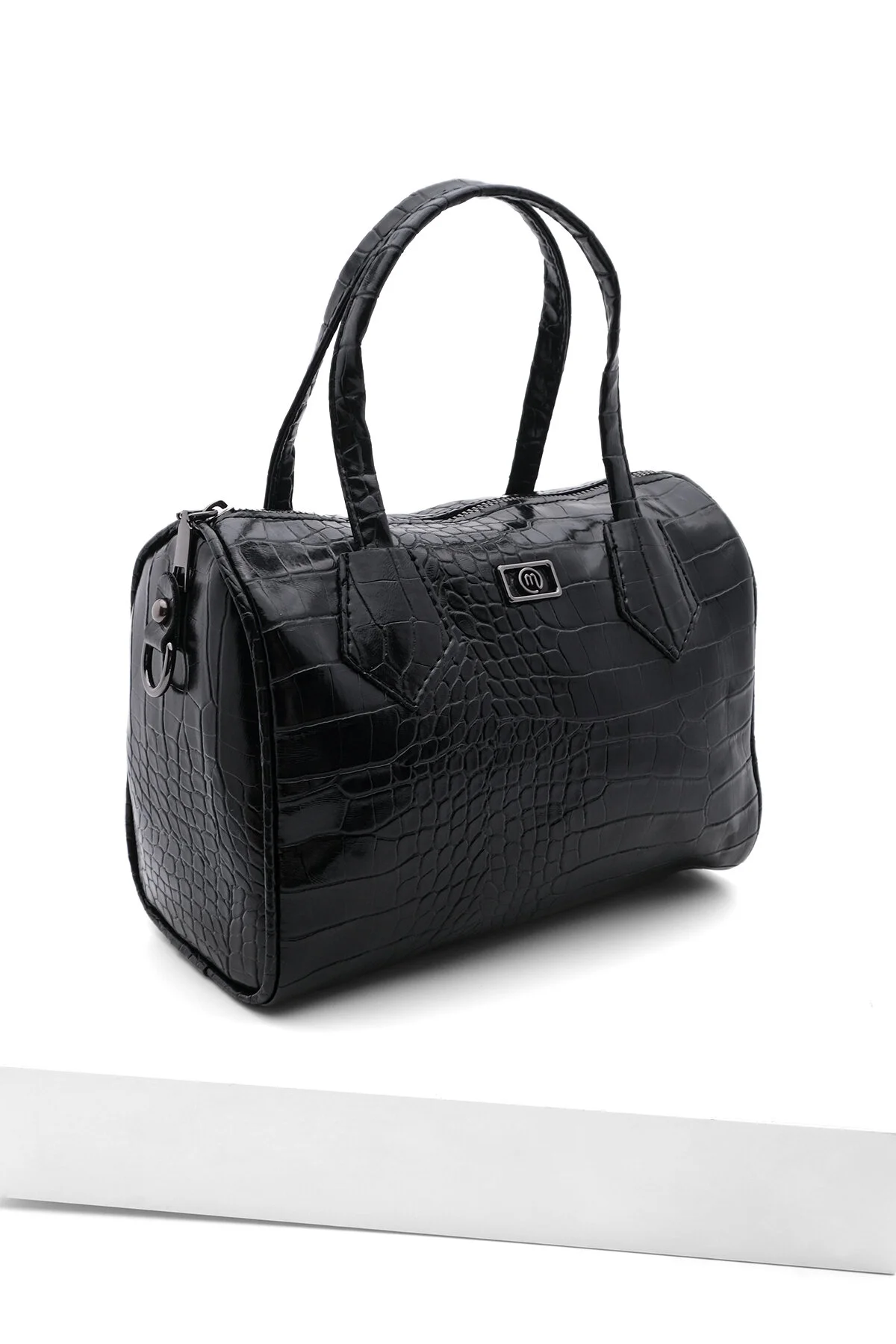 Marjin  Damen-Schultertasche mit verstellbarem Riemen, Celiza, Kroko-Schwarz