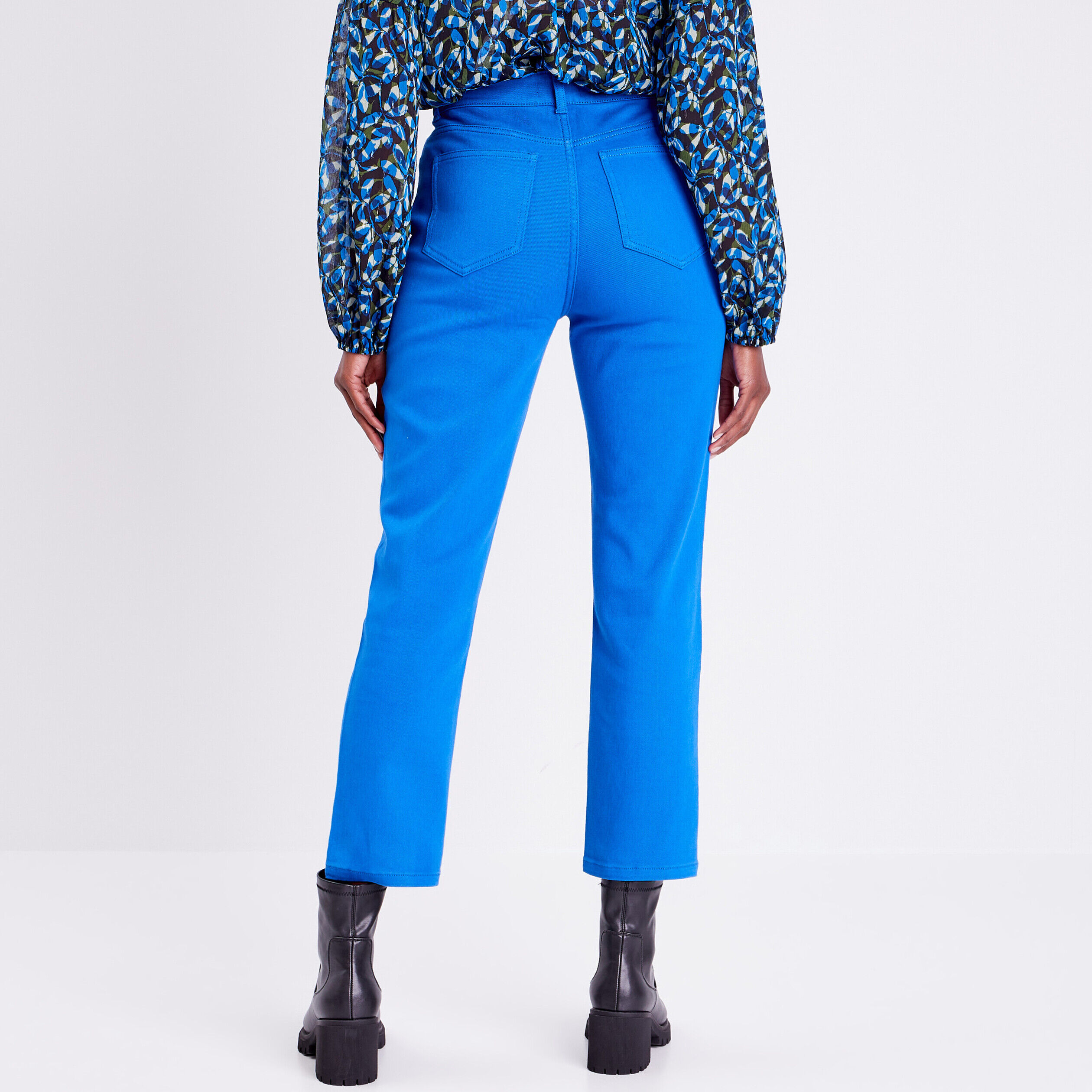 Jeans regular détails tressés bleu femme | Cache Cache