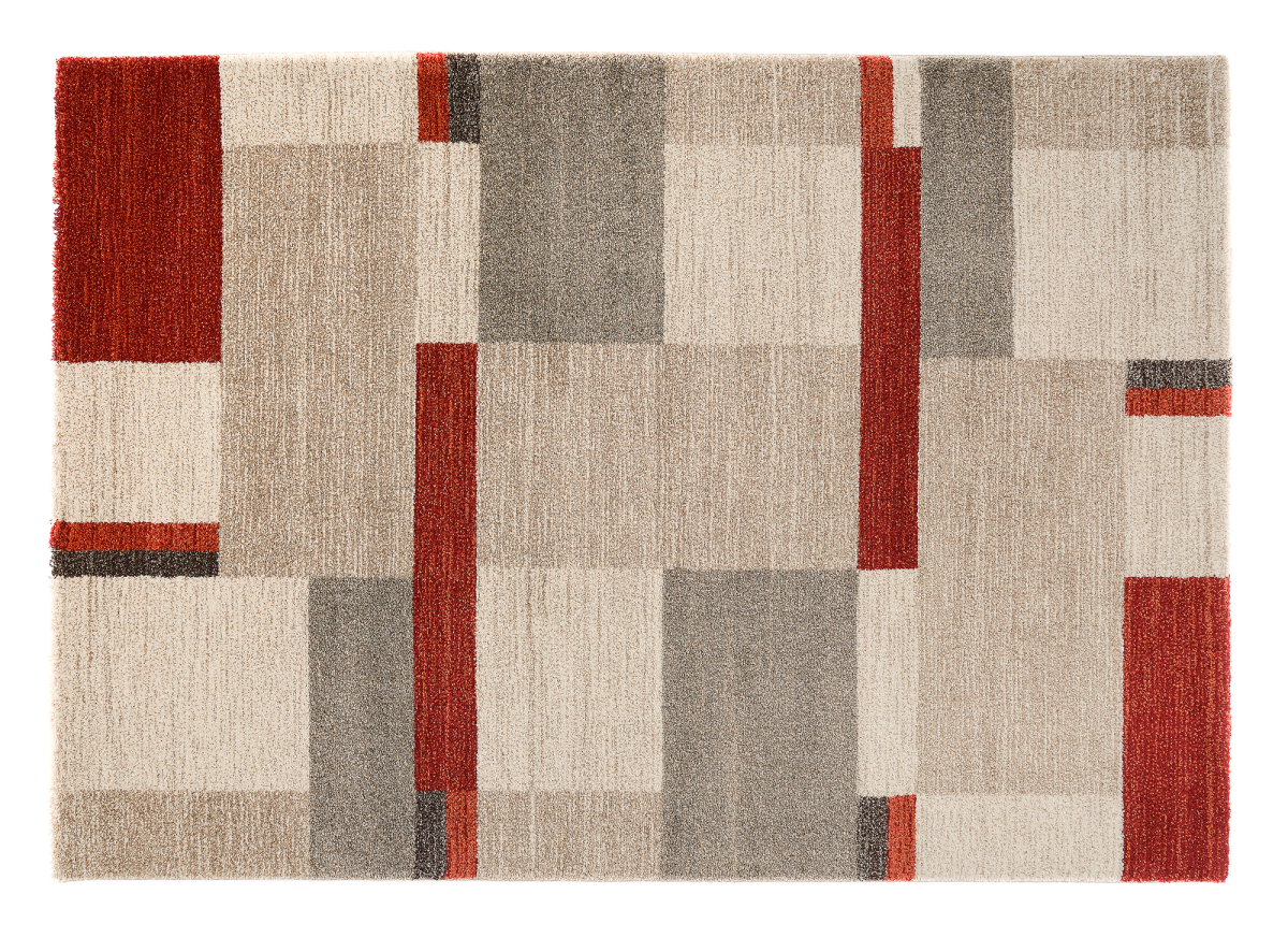 Webteppich Castle Diamant Beige-Braun-Rot 65 x 130 cm