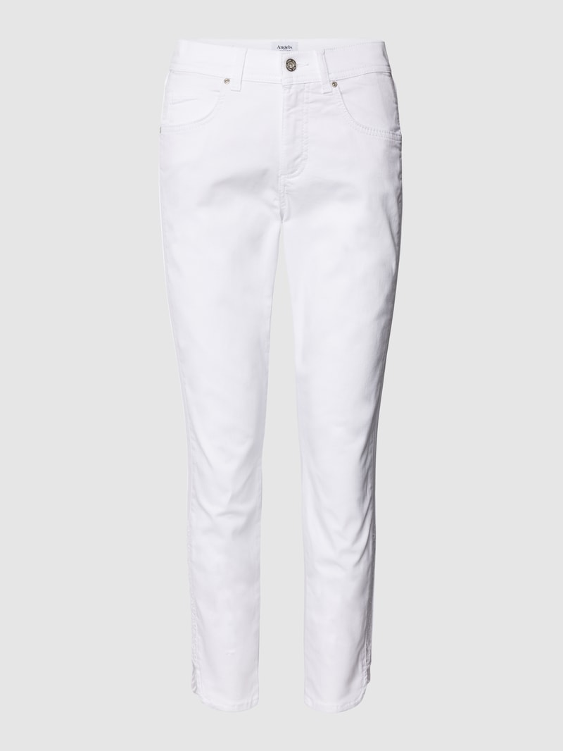 Jeans mit Label-Patch Modell 'ORNELLA' in weiß