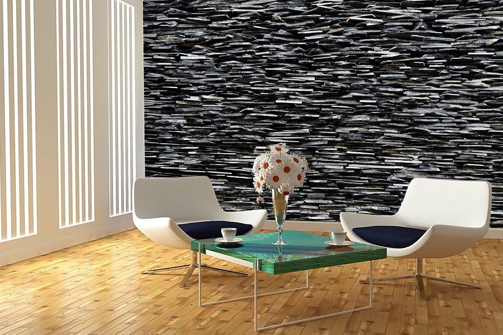 WandbilderXXL Fototapete Black-White Stones, glatt, Steinoptik, Vliestapete, hochwertiger Digitaldruck, in verschiedenen Größen