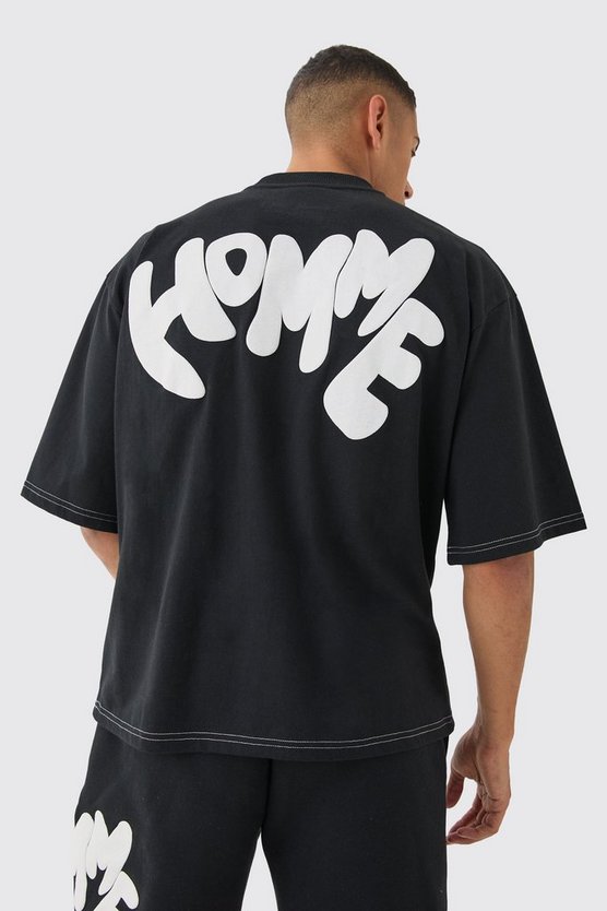 Oversize T-Shirt mit Kontrast-Naht und Print