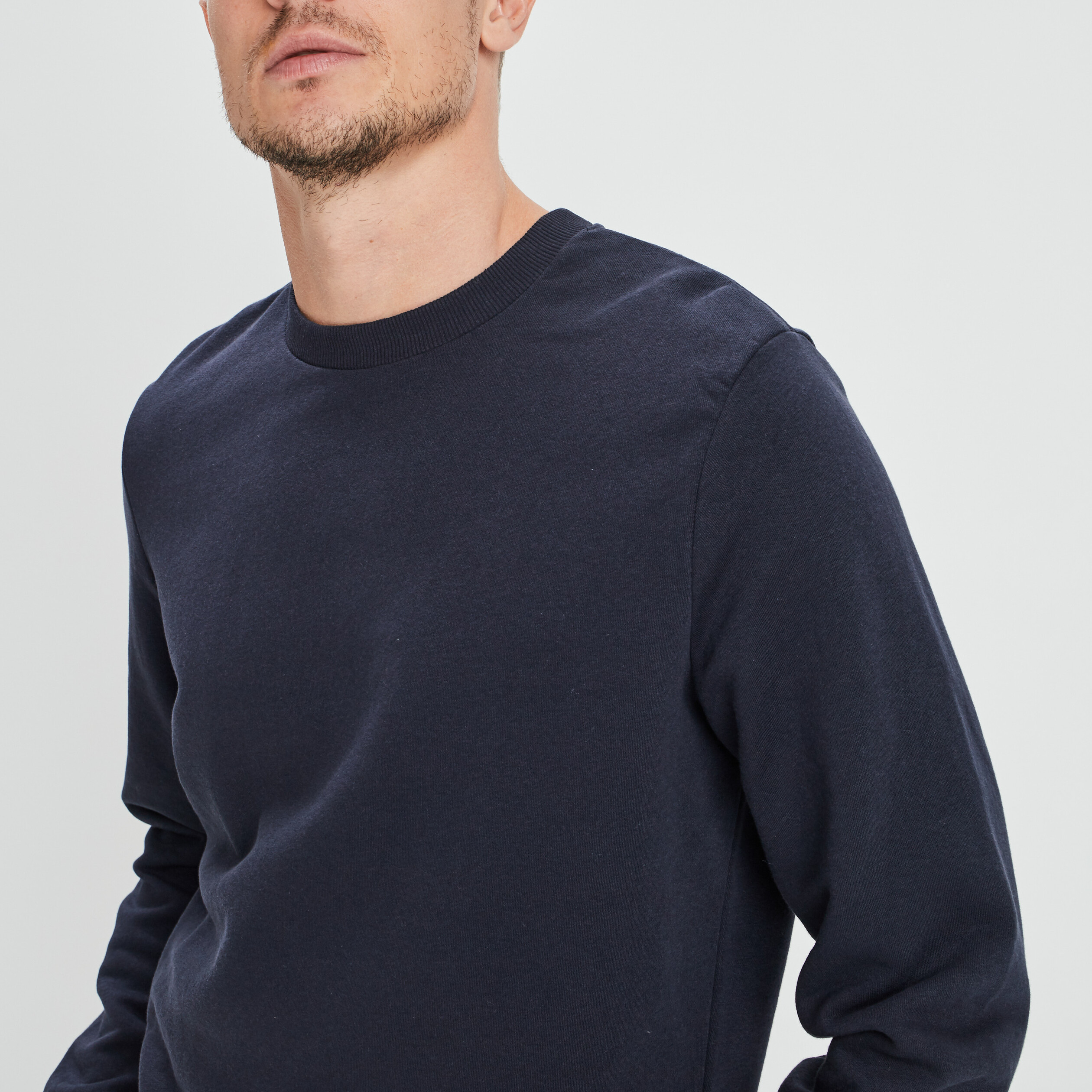 Sweat avec col rond bleu marine homme | La Halle