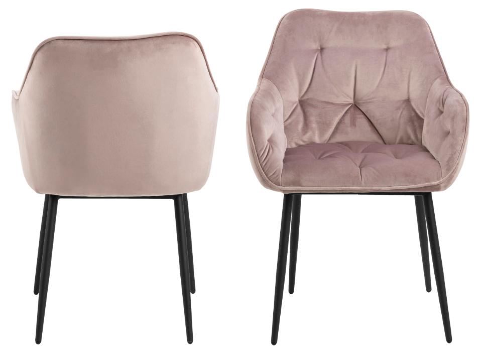2er Set Armlehnenstuhl Brooke Samt Rosa