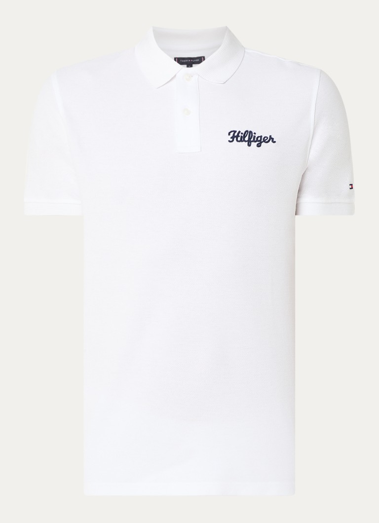 Tommy Hilfiger regulāra piegriezuma polo krekls no pikē kokvilnas ar izšuvumu no logotipa