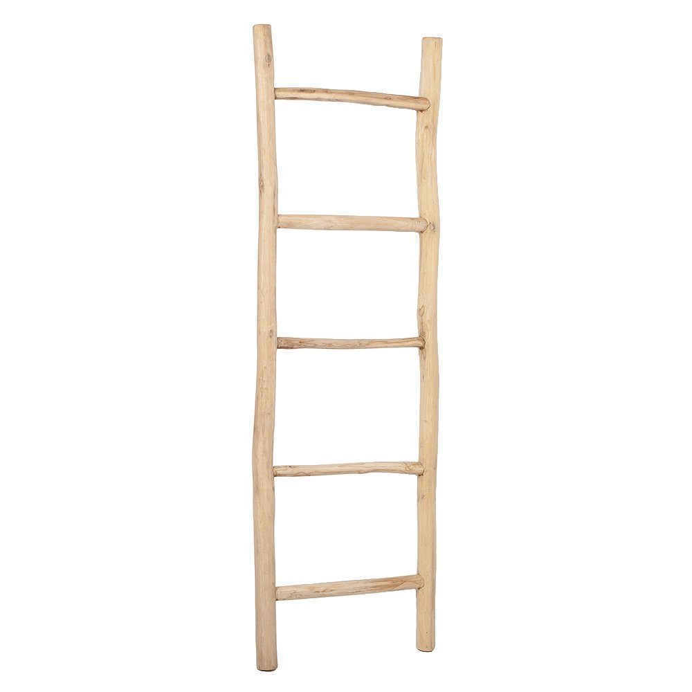 LebensWohnArt Dekoleiter Deko-Leiter KEPALA ca. H150cm Natural Teak Handtuchhalter Kleiderständer