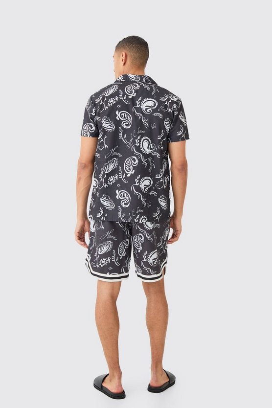 Kurzärmliges Hemd mit Bandana-Print & Badehose