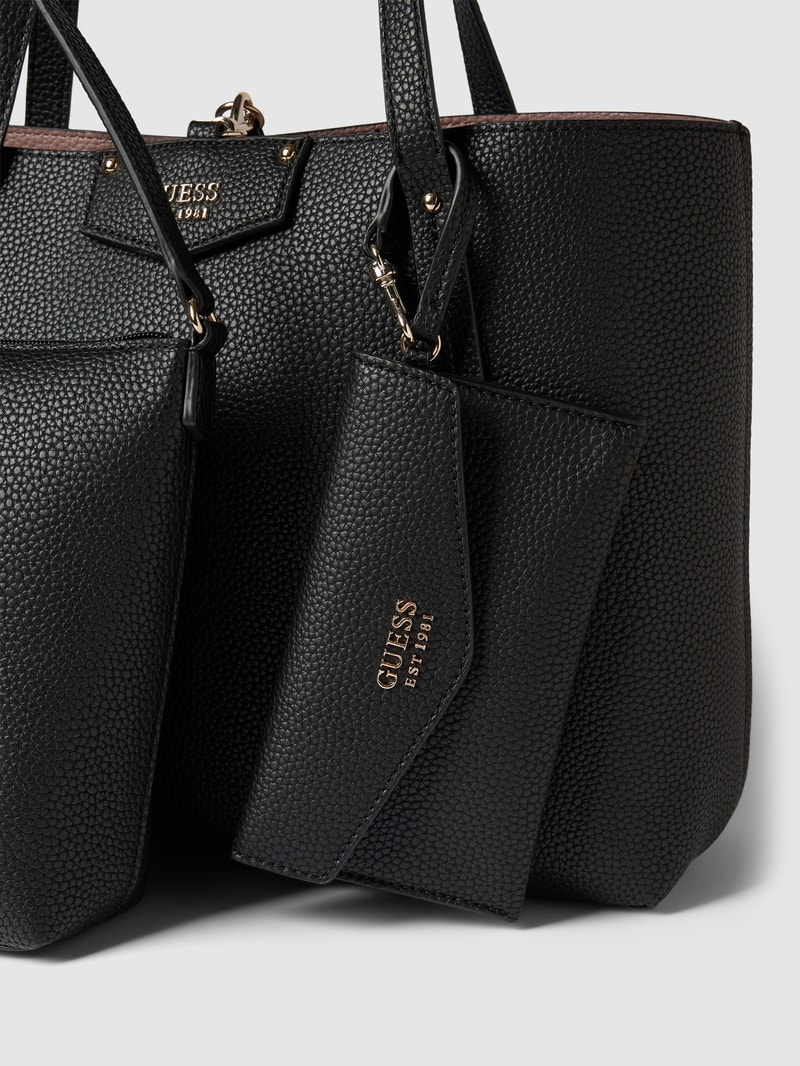 Tote Bag mit Label-Details Modell 'BRENDON' in schwarz
