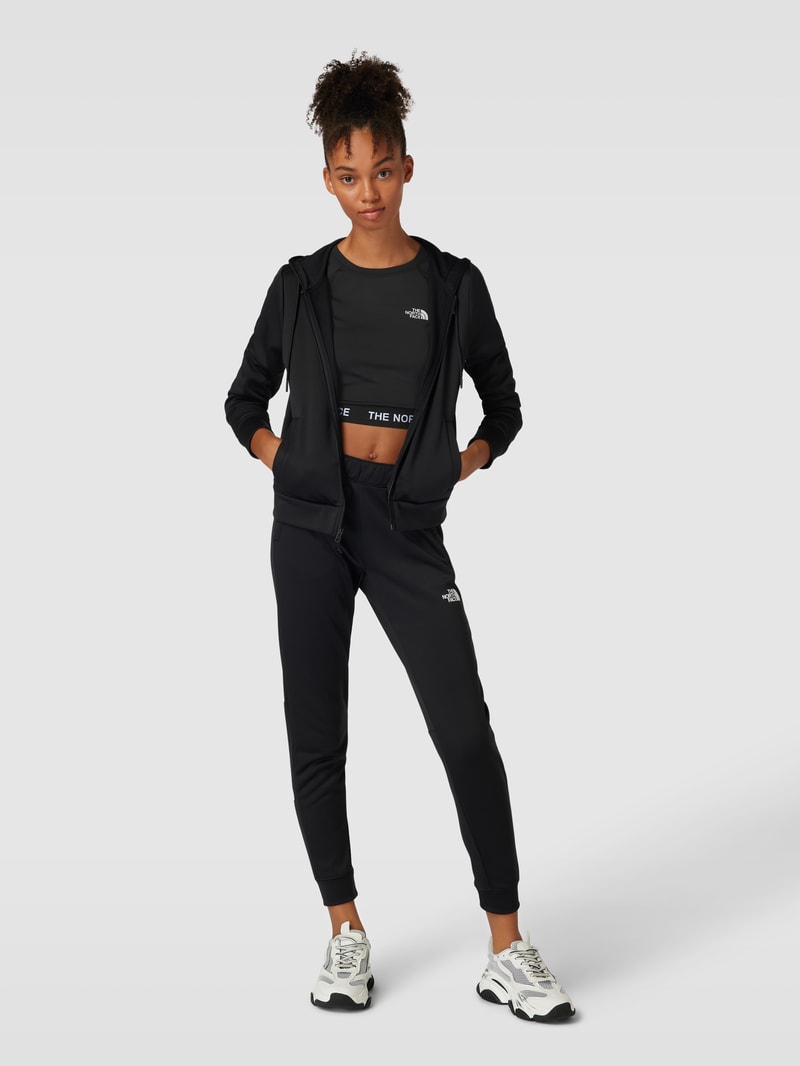 Cropped Longsleeve mit Label-Detail in schwarz