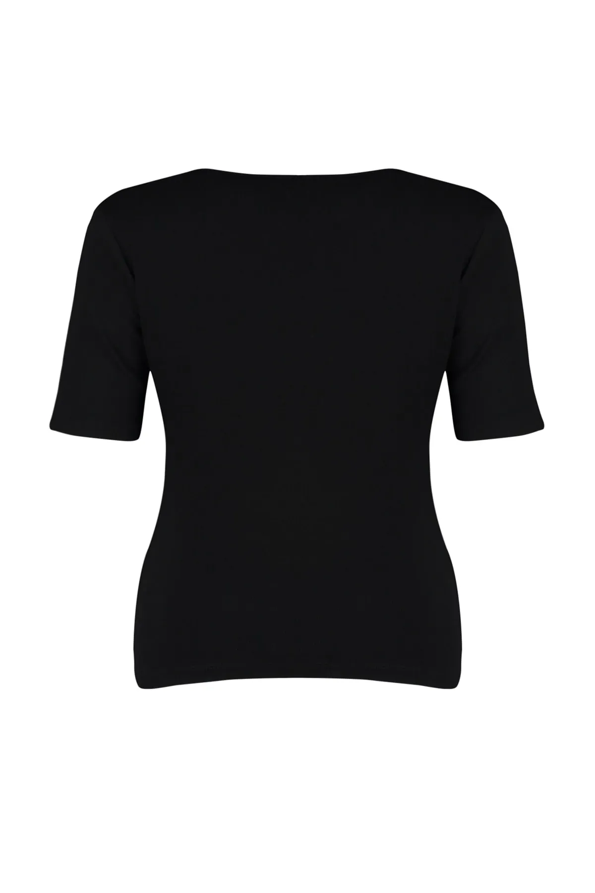 Trendyol Curve  Schwarzes Strick-T-Shirt mit quadratischem Kragen TBSSS22BF0027