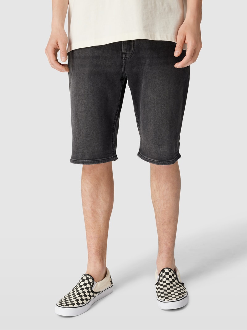 Jeansshorts mit Label-Patch in graphit