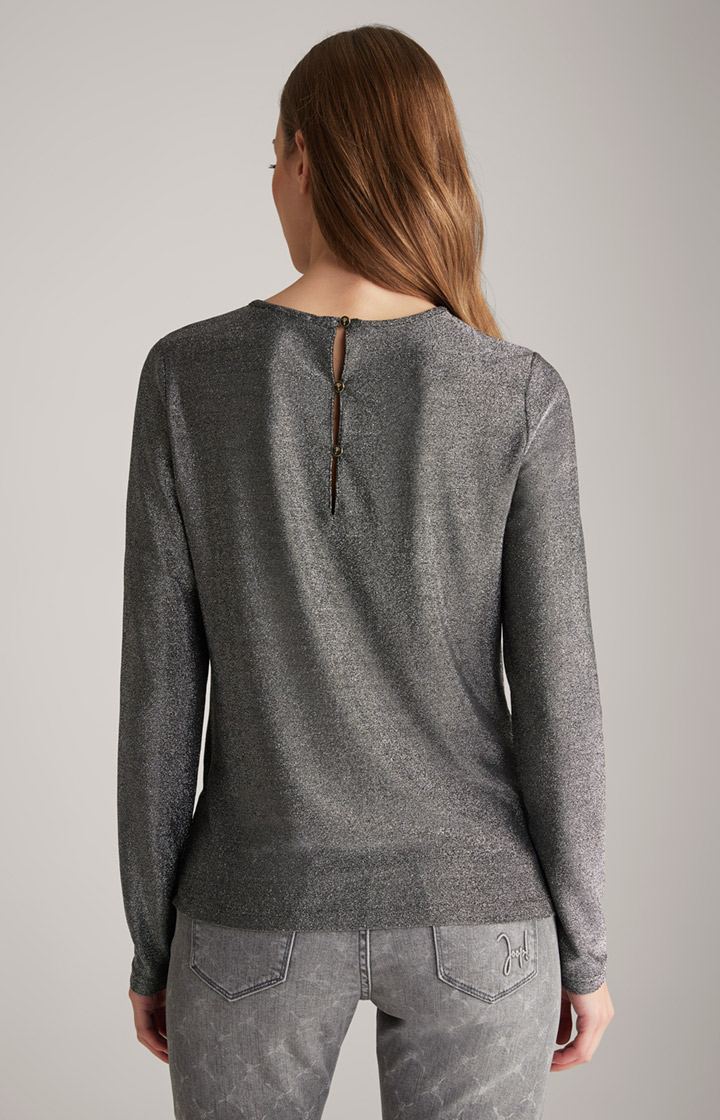 Lurex-Blusenshirt in Grau-Glitzer