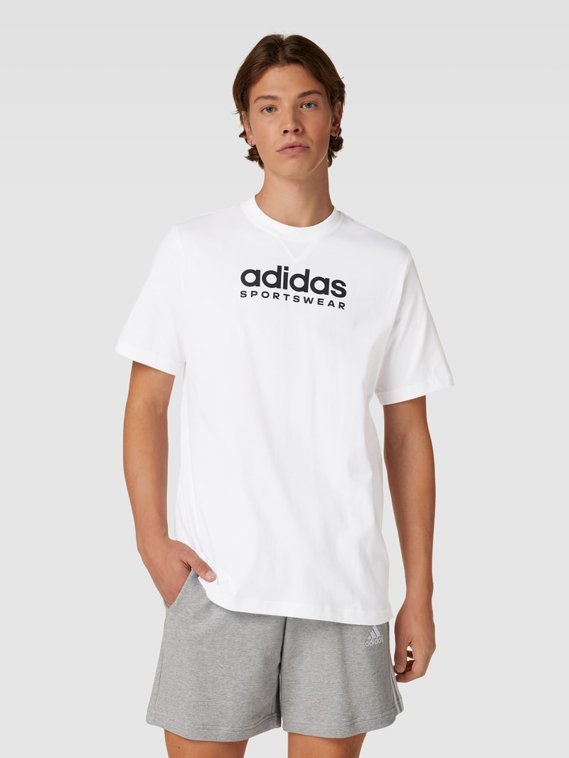 T-Shirt mit Label-Print in weiß