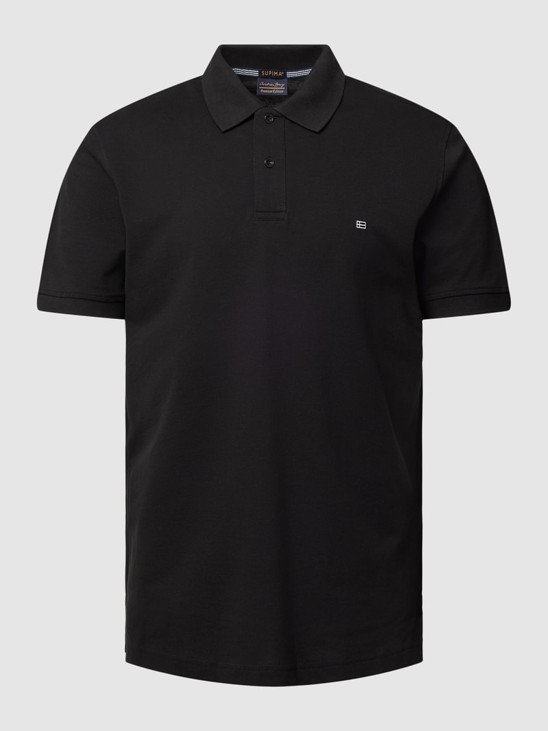 Poloshirt mit Logo-Stitching in schwarz