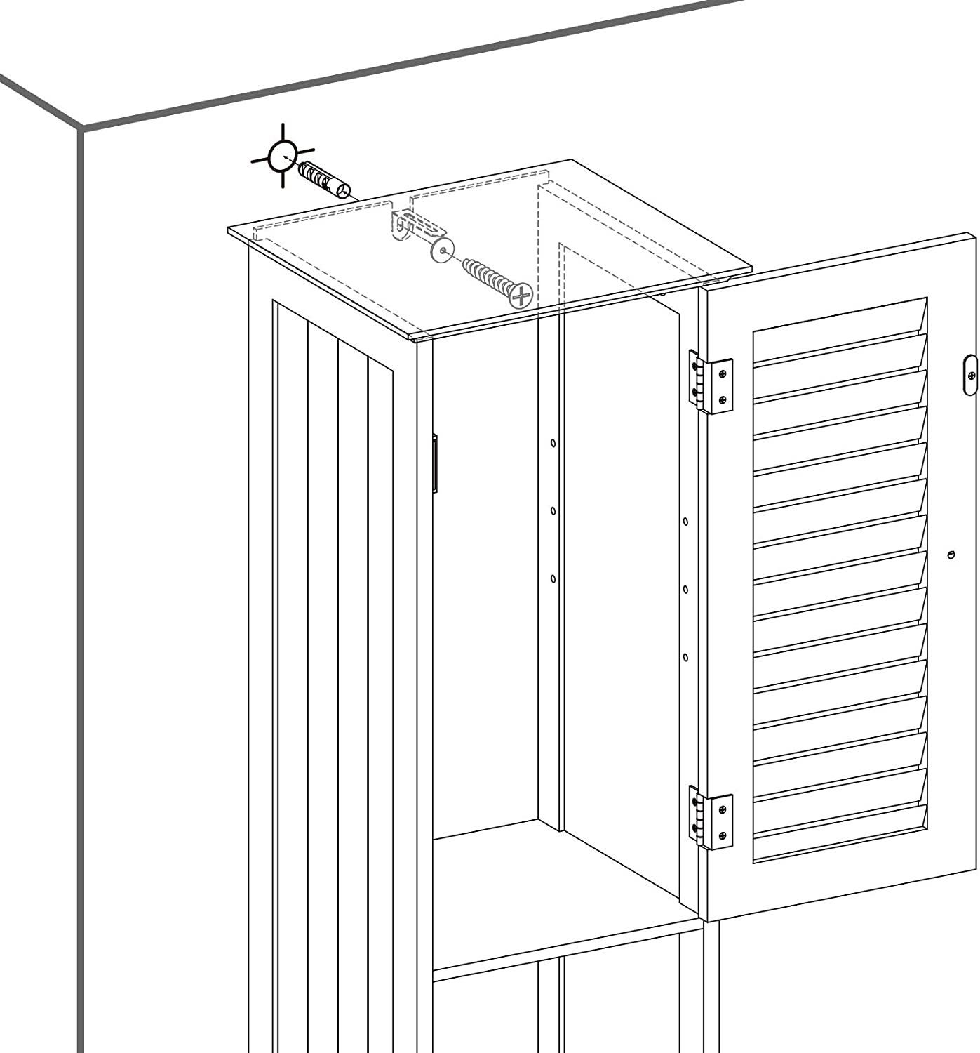VASAGLE Badkommode Badezimmerschrank, mit Schublade, mit 2 Lamellentüren