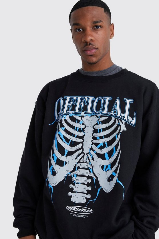 Oversize Sweatshirt mit Skelett-Print