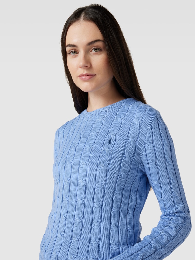 Strickpullover mit Zopfmuster Modell 'JULIANNA' in blau