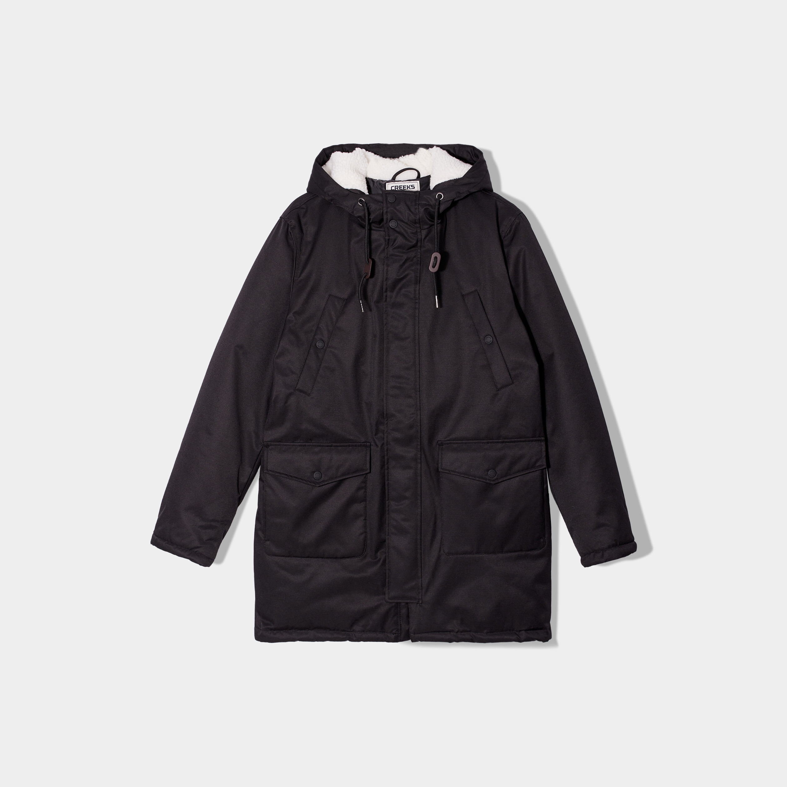 Parka mi-longue à capuche doublée noir homme | La Halle