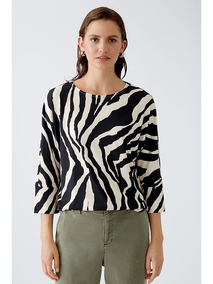 Oui Bluse in Schwarz/ Creme günstig kaufen
