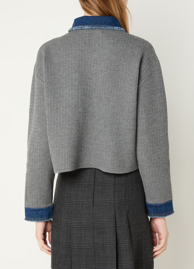 Cardigan scurt Sandro cu detalii din denim