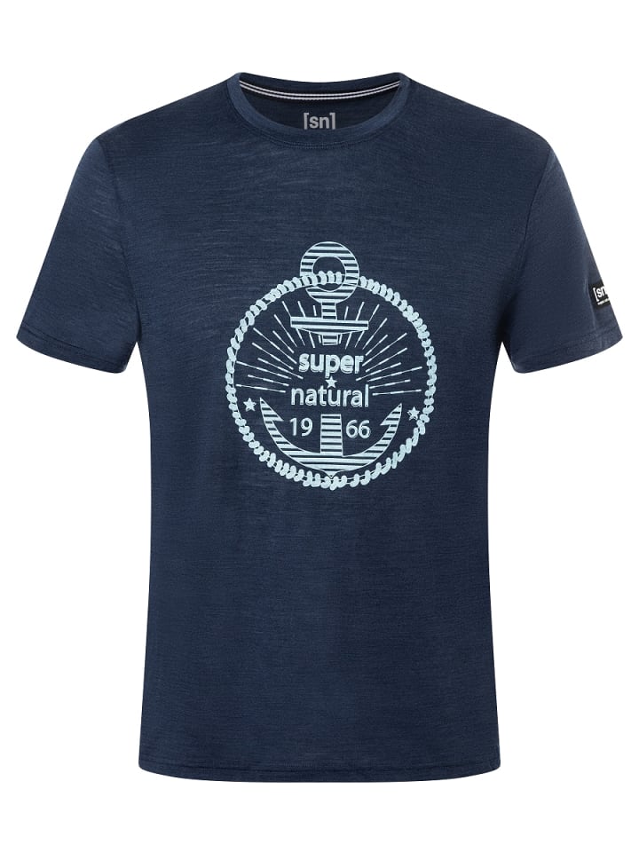 super.natural Merino T-Shirt M LEVANTE TEE in blau günstig kaufen S
