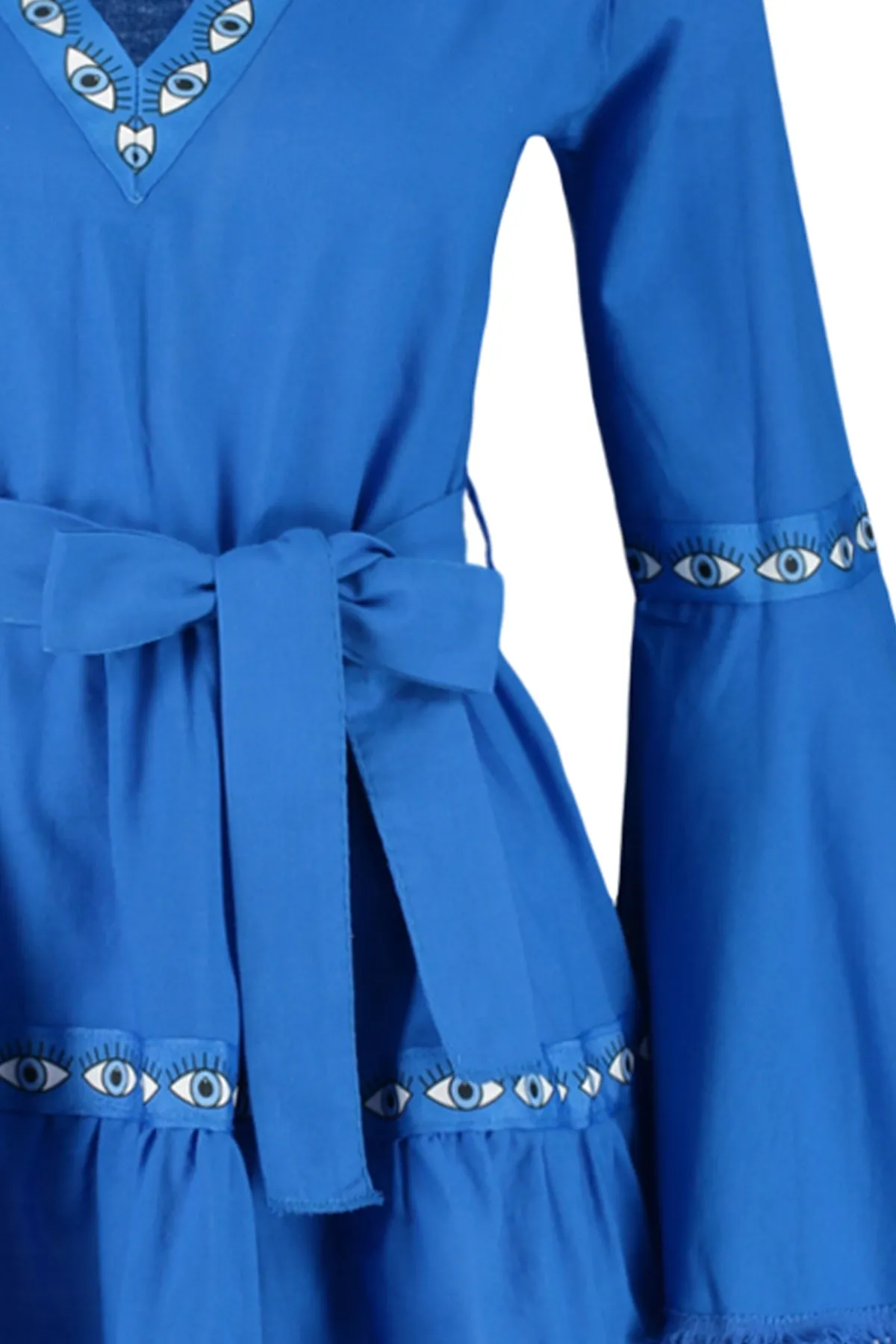 Trendyol Collection  Mini-Strandkleid aus 100 % Baumwolle mit Sax-Gürtel und gewebtem Band TBESS21EL1253