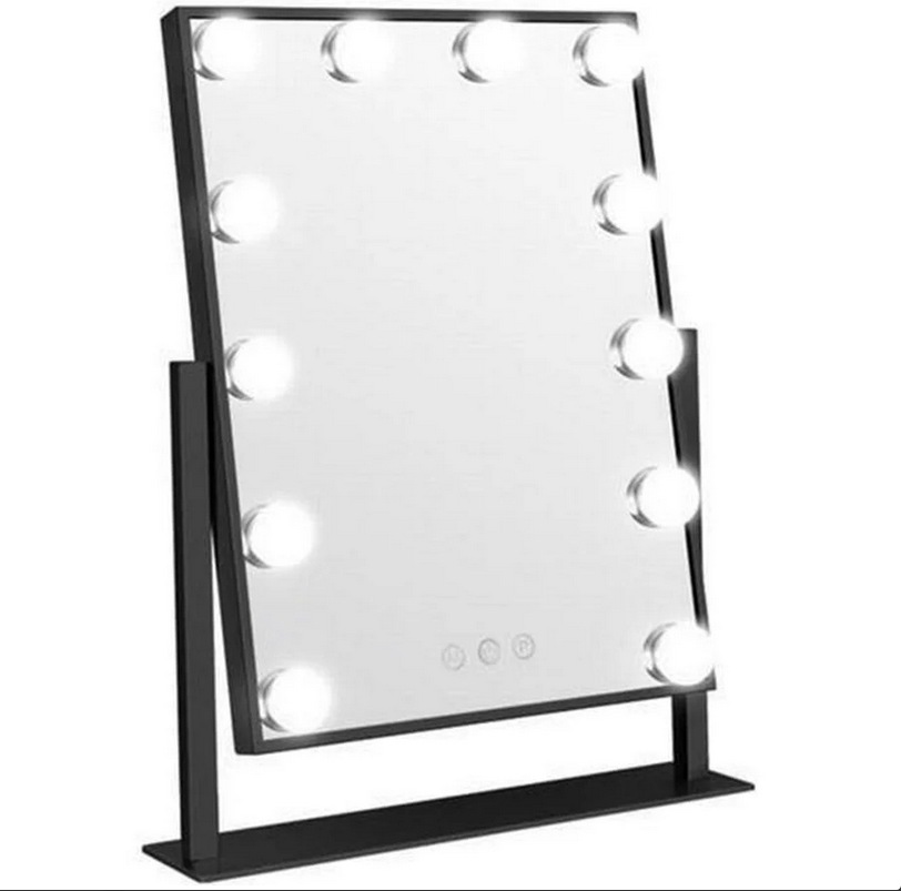UNIQ New York Mega – Schminkspiegel 12 LED-Lampen – Schwarz