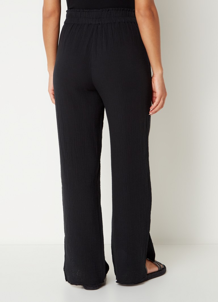 Rails  Leon mid waist straight fit broek van biologisch katoen met structuur