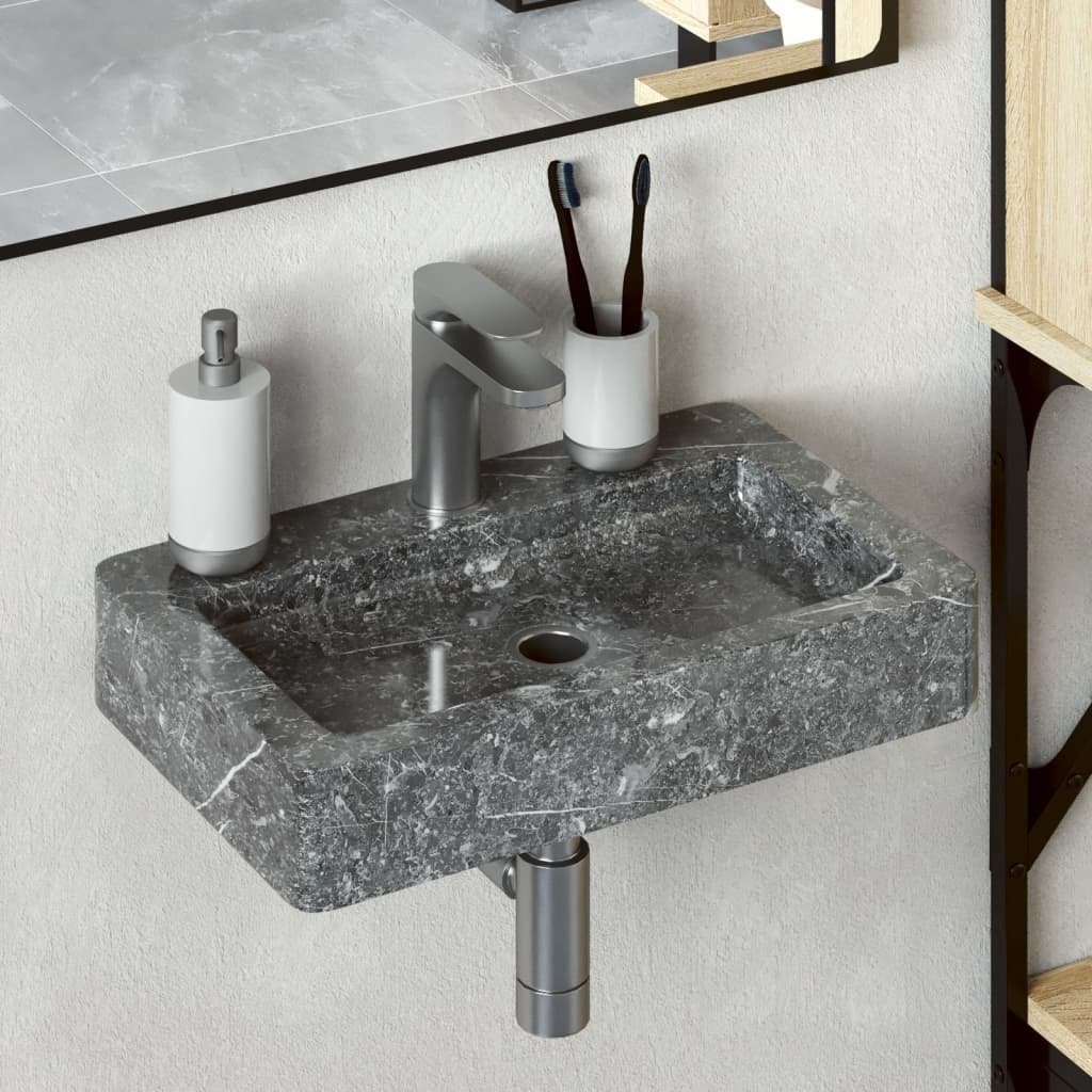 vidaXL Waschbecken Wandwaschbecken Grau 38x24x6,5 cm Marmor