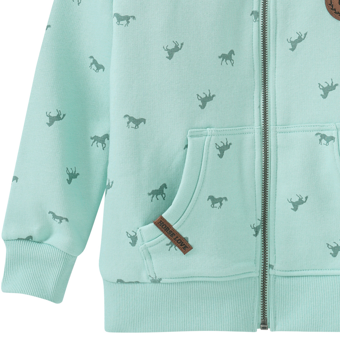 Mädchen Sweatjacke mit Pferde-Allover