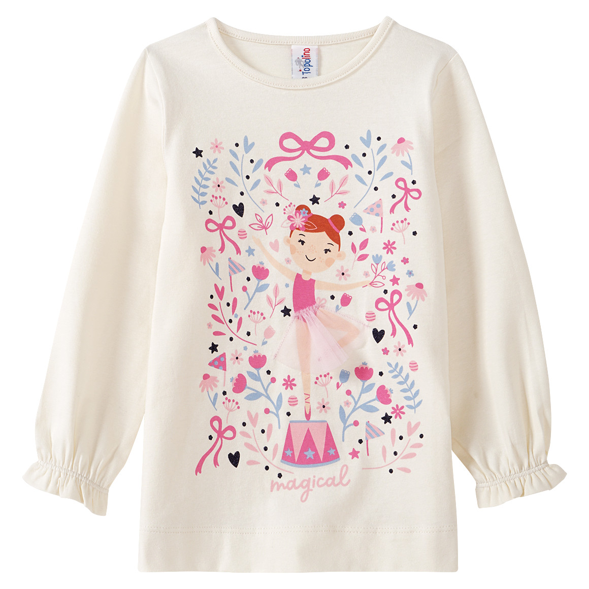 Mädchen Langarmshirt mit Tüll-Applikation