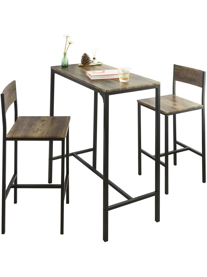 SoBuy Bartisch in Braun und Schwarz - Tisch(B)89 x (H)100 x (T)45cm/Stuhl(B)38 x (H)95 x (T)40cm günstig kaufen onesize