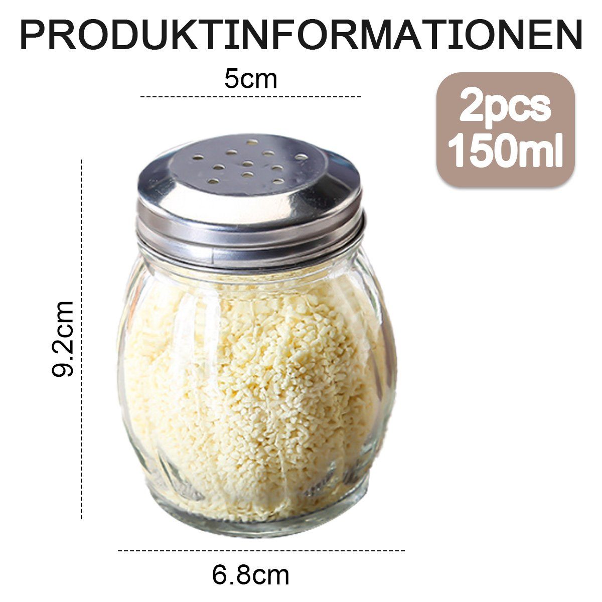 ZmdecQna Gewürzbehälter Gewürzgläser,2-teiliges stilvolles Gewürzstreuer-Set aus Glas