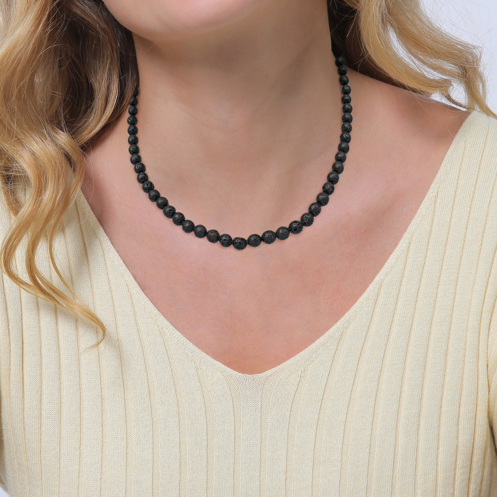 Elli Elli Collier Lava Perlen 925 Sterling Silber collier
