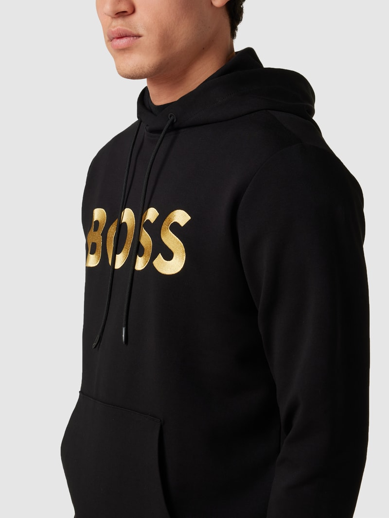 Hoodie mit Label-Print Modell 'Soody' in schwarz