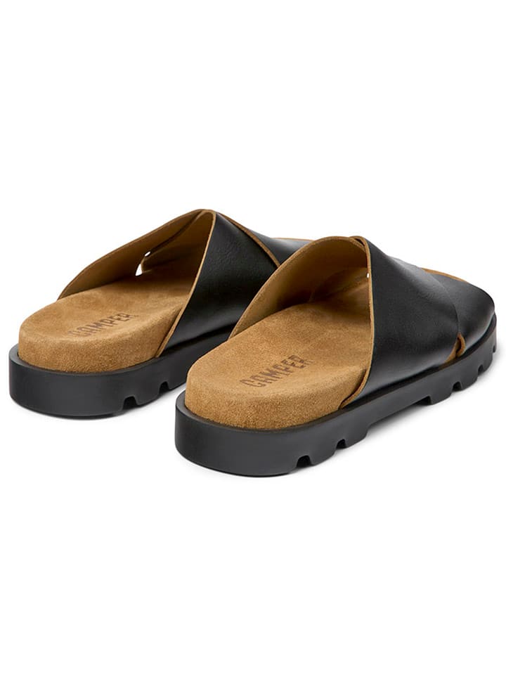 Camper Leder-Pantoletten in Schwarz günstig kaufen