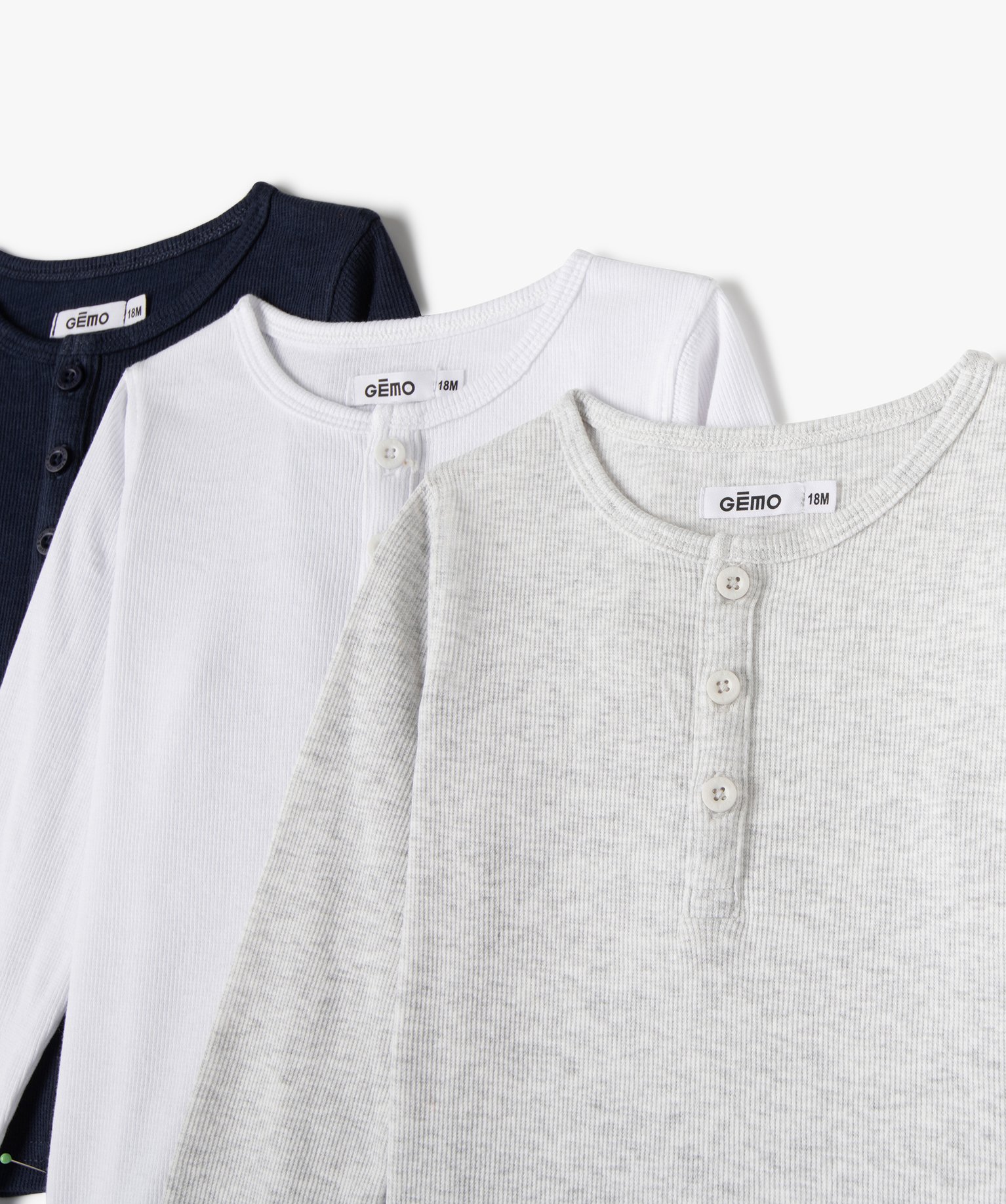 Tee-shirt bébé Garçon en maille ctelée et col tunisien... gris | GEMO