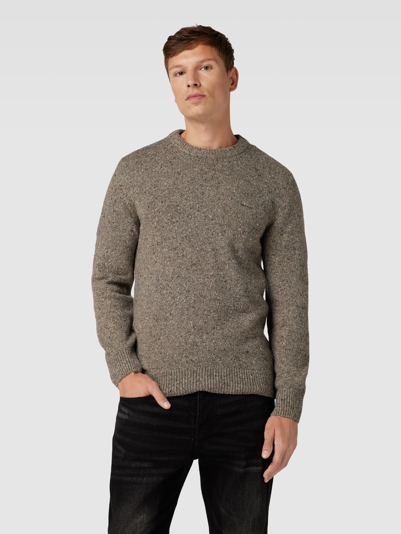 Strickpullover mit Rundhalsausschnitt in taupe meliert