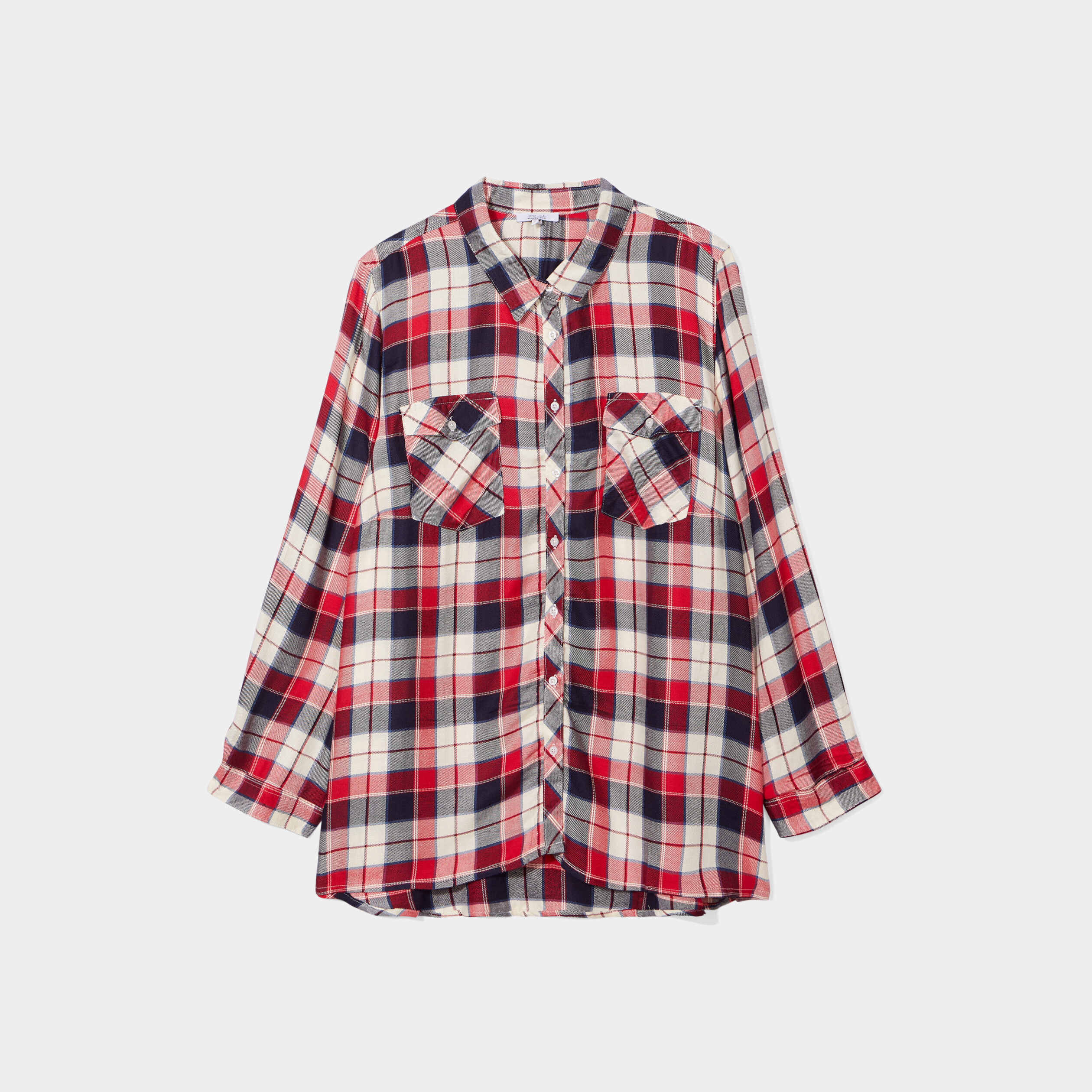 Chemise manches longues fluide rouge femme grande taille | La Halle