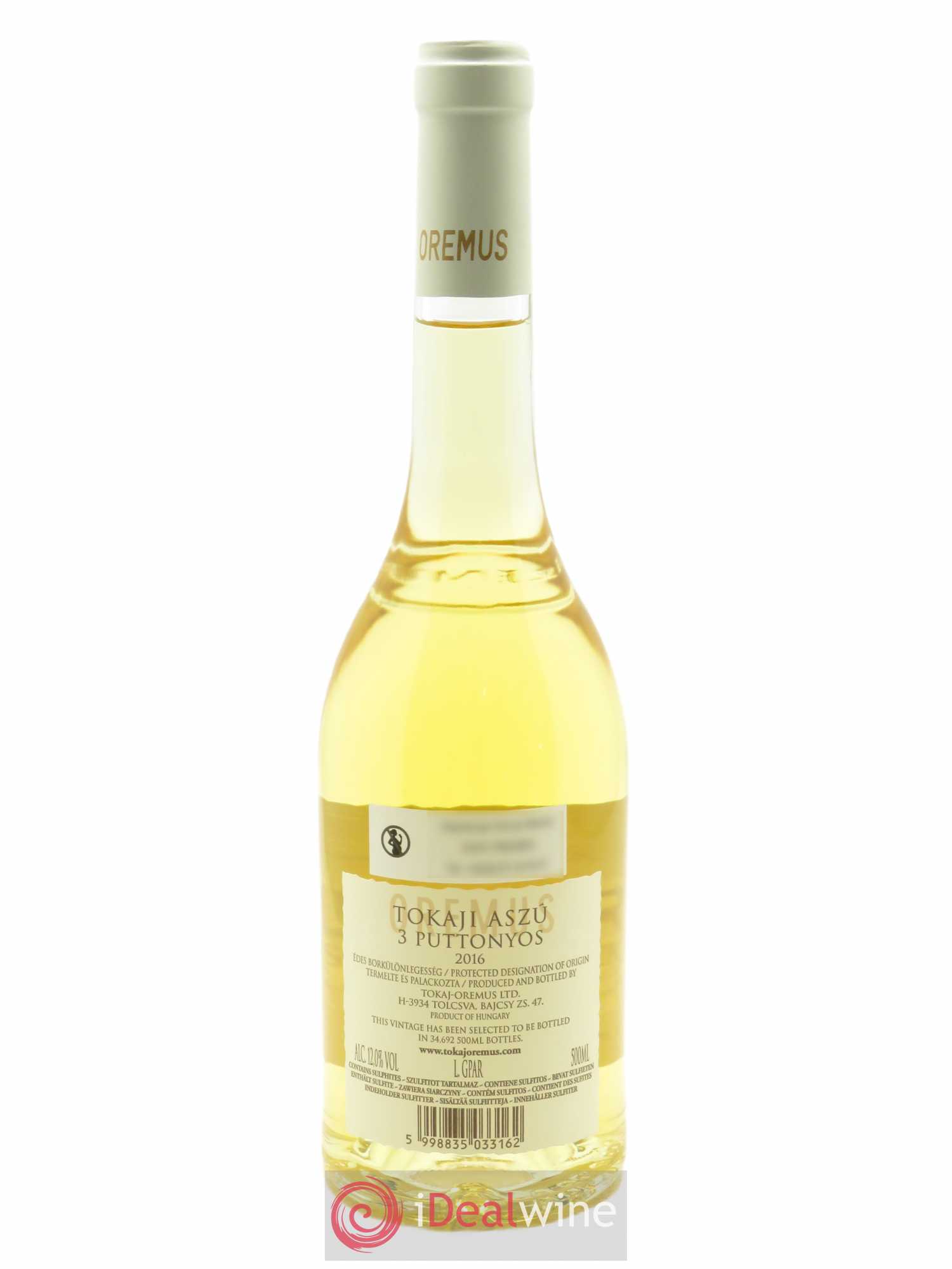 Tokaj Aszu 3 Puttonyos Oremus by Vega Sicilia (50 cl) 2016 - Lot de 1 Bouteille