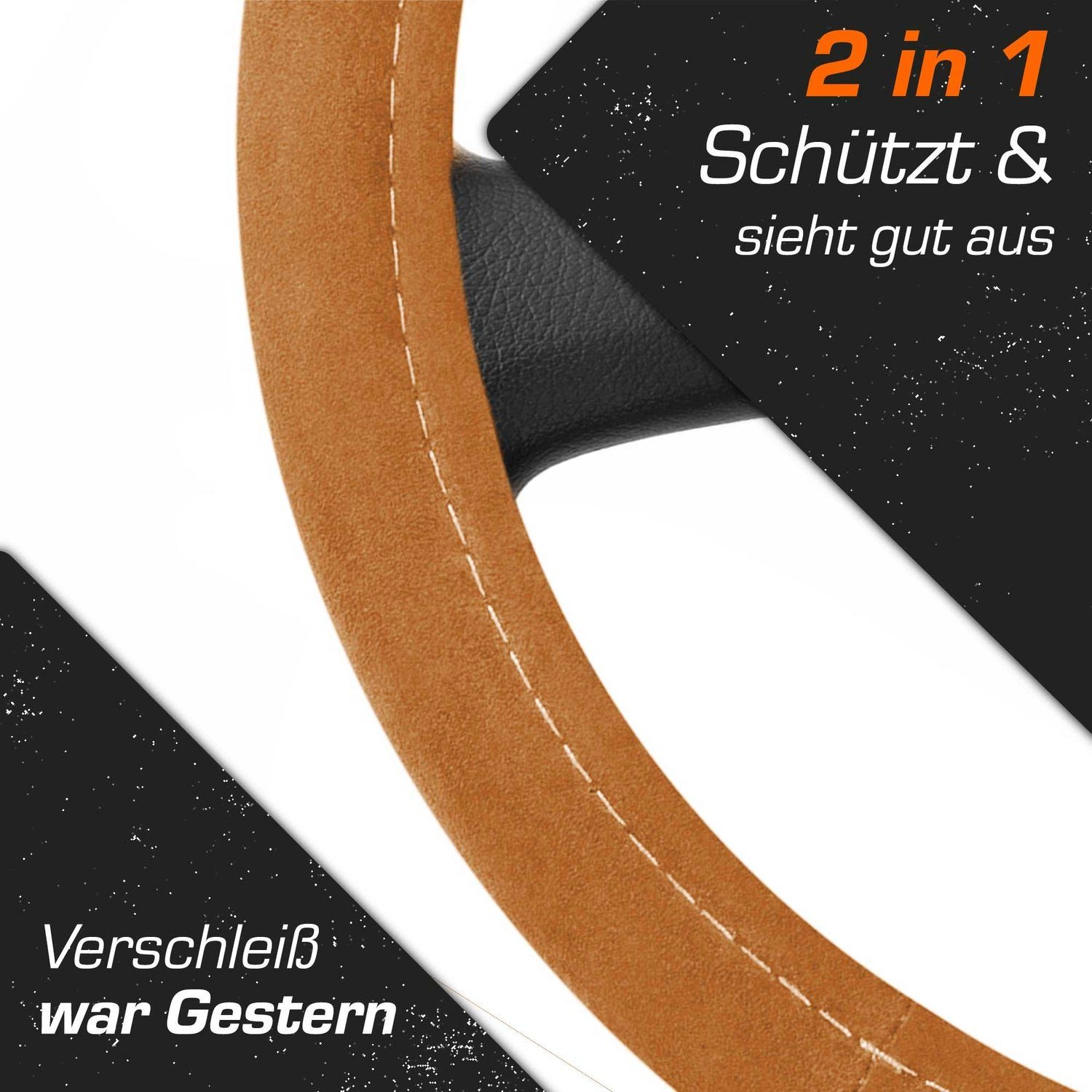 Upgrade4cars Lenkradbezug Alcantara Optik, Ø 37,00 - 39,00 cm, Sportlich-Elegante Wildlederähnliche Struktur