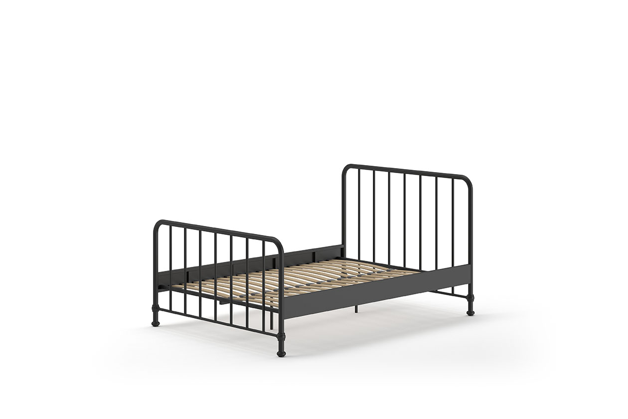 VIPACK Jugendbett BRONXX mit Liegefläche 140 xx 200 cm, Ausf. Metall Schwarz matt