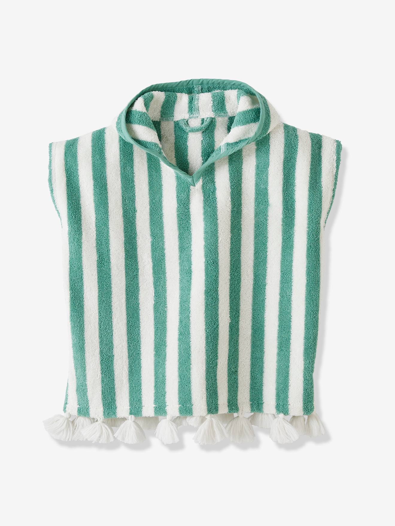 Vertbaudet Baby Badeponcho, personalisierbar - blau/weiß gestreift