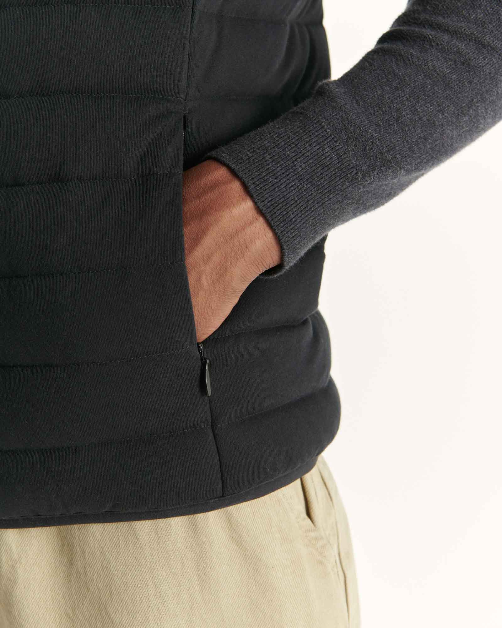Doudoune sans manches jersey Noir Tom
