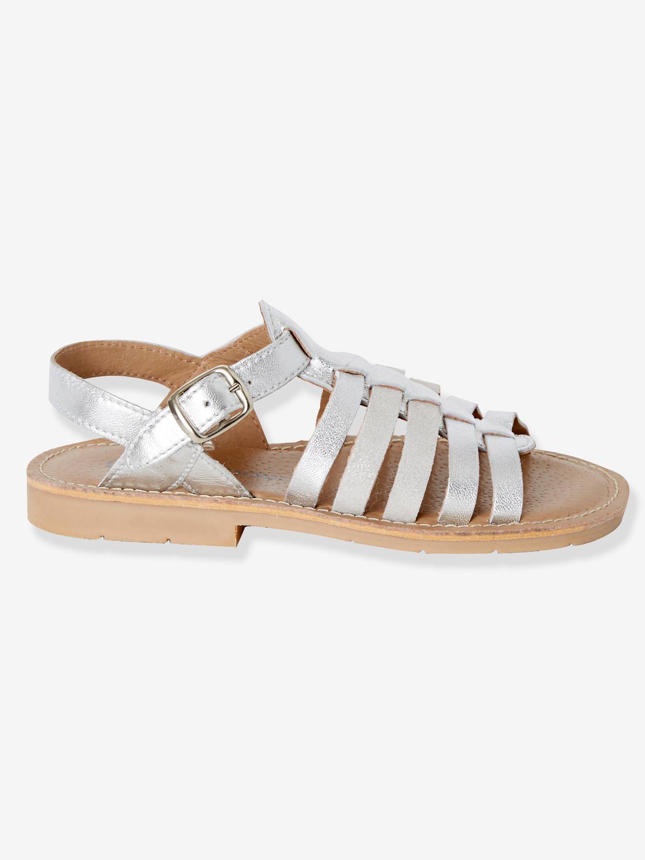 Sandales fille en cuir argent