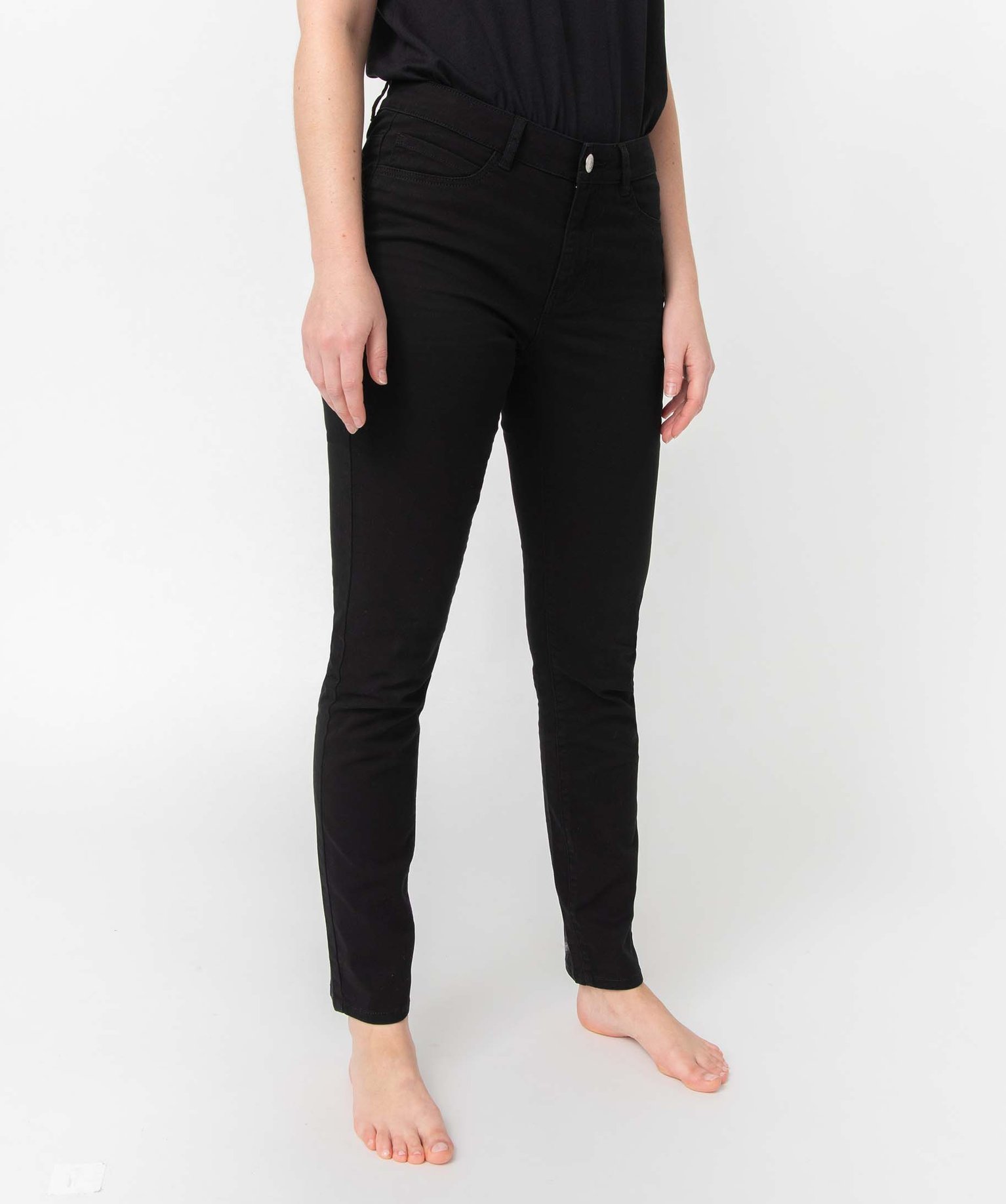 Pantalon femme en toile denim coupe Slim noir | GEMO