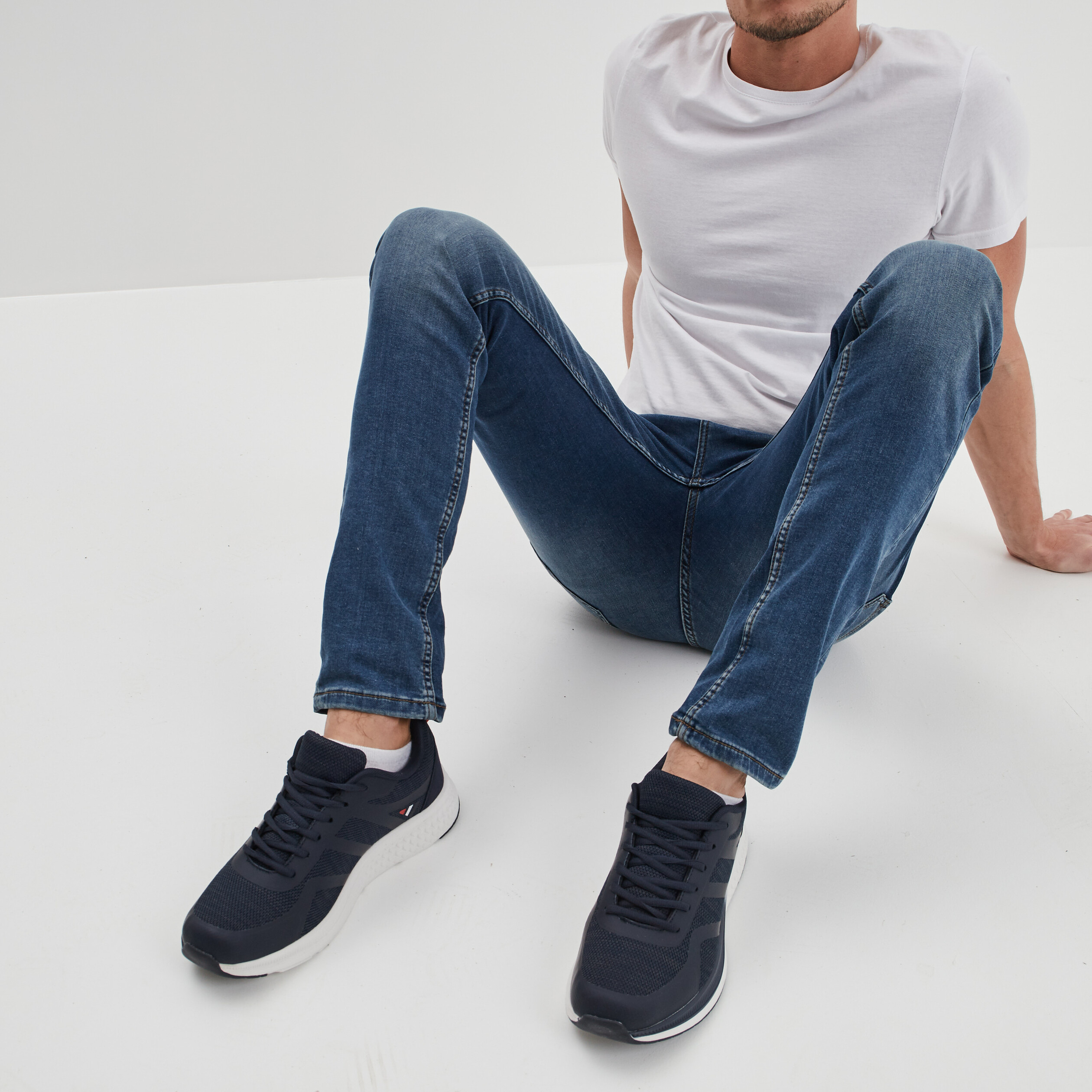 Baskets running à lacets Creeks bleu marine homme | La Halle