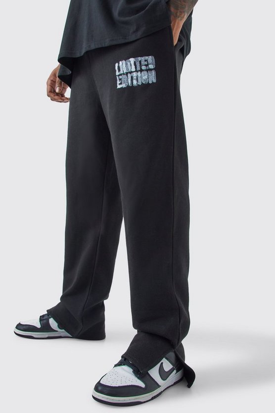 Plus Limited Edition Jogginghose mit geteiltem Saum in Schwarz