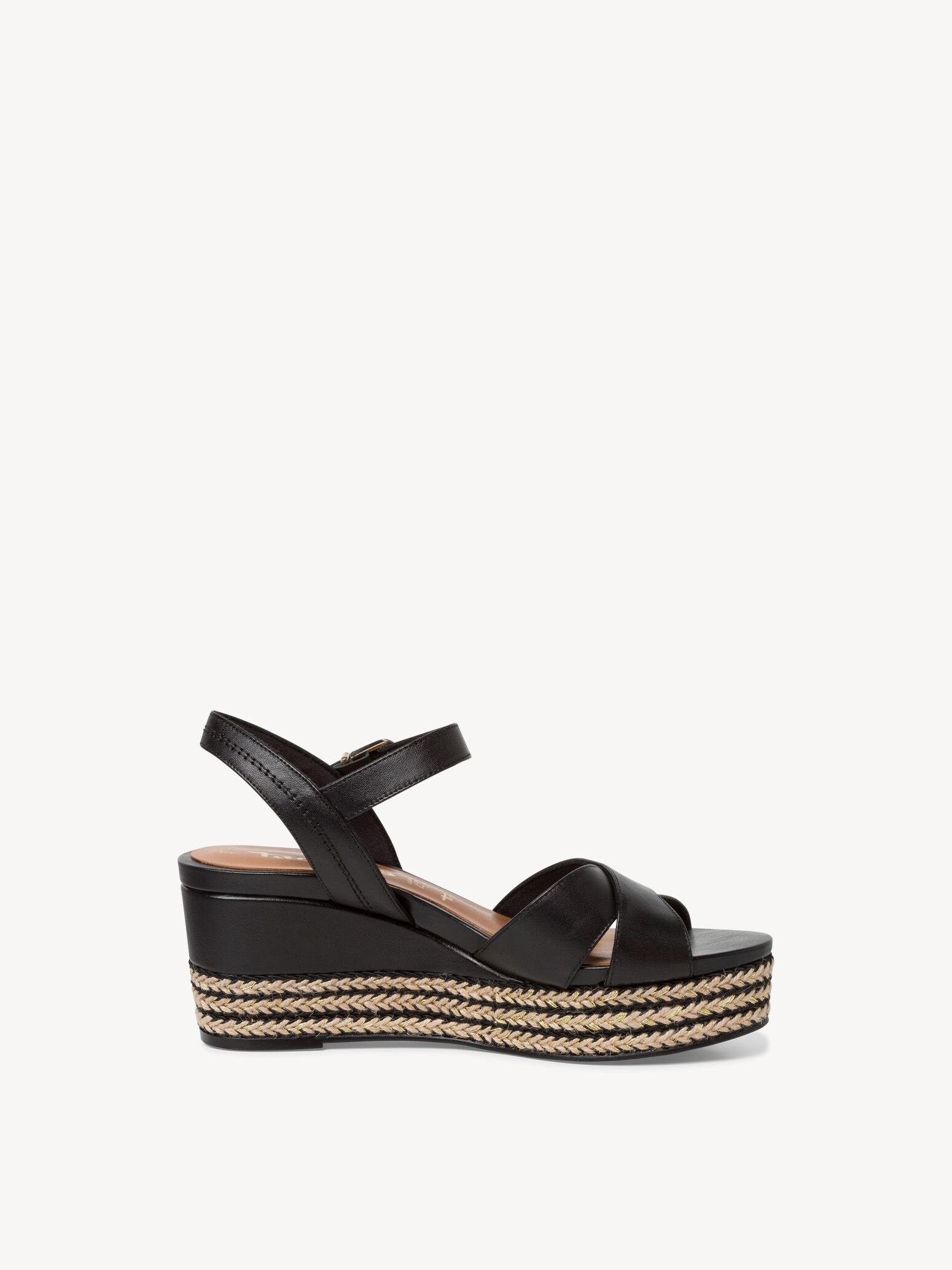 Sandale à talon en cuir - noir